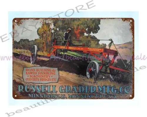 1914 RUSSELL GRADER MFG CO MINNEAPOLIS MINNESOTA metal tin sign purchase art