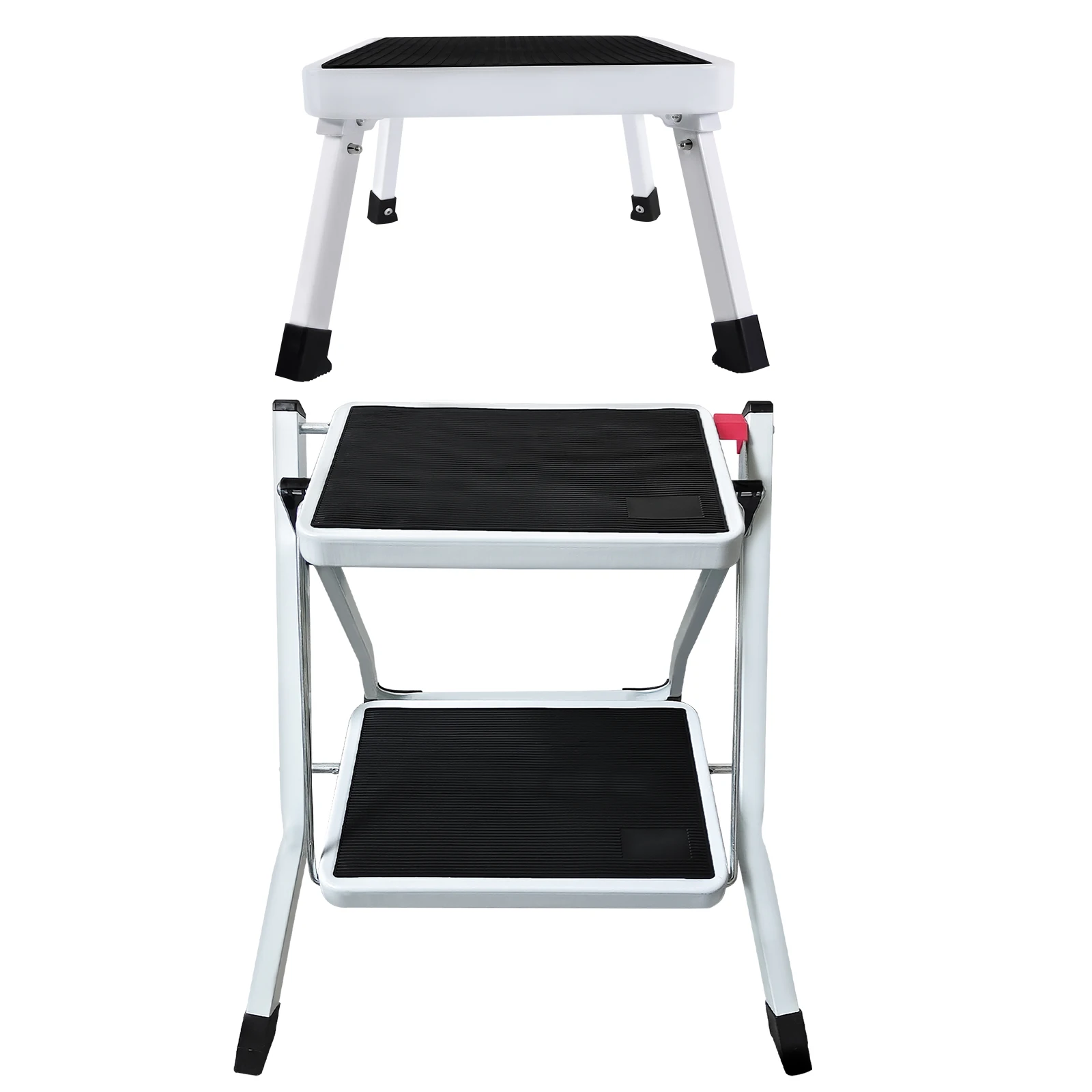 1/2-Step Ladder Portable Can Sit Compact Folding Metal Ladder Portable Step Small Stool Ladder Steel Multi-function
