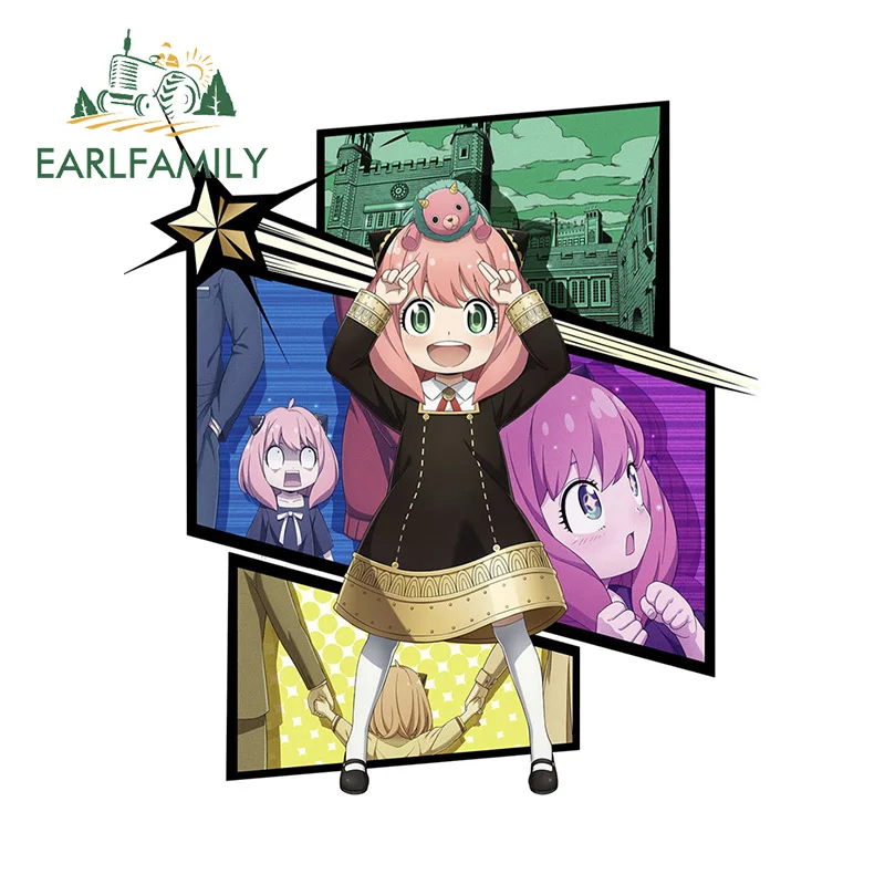

EARLFAMILY 13cm x 11.7cm Kawaii Anya Poster Car Stickers Anime Multi-scenario Fashion Windows Decal Creative Motorcycle Decor