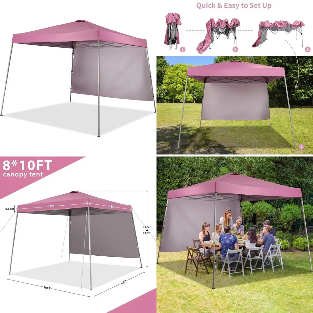 

Portable Outdoor Instant Pop Up Canopy with Slant Legs, Sidewall, Equipment Vents, Ideal for Patio, Deck, and Garden Shelter