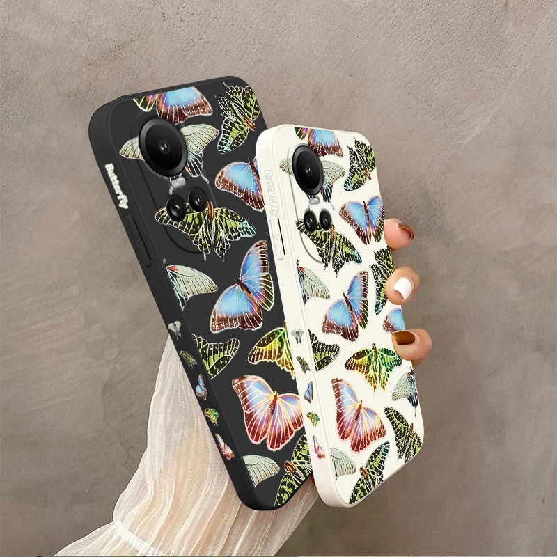 Reno 10 Beautiful Butterfly Silicone Phone Case For OPPO Reno 5Pro 8T 8Pro 10 10Pro 10ProPlus 12 12Pro 7Z 7Lite 6Z 5F 8 7 Cover