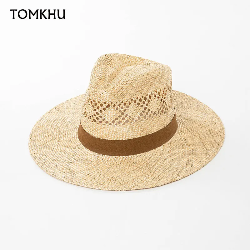 2025 Summer Fashion Handmade High Top Panama Jazz Hat For Women's Sisal Grass Outdoor Travel Sunshade Hat Designer High Quality