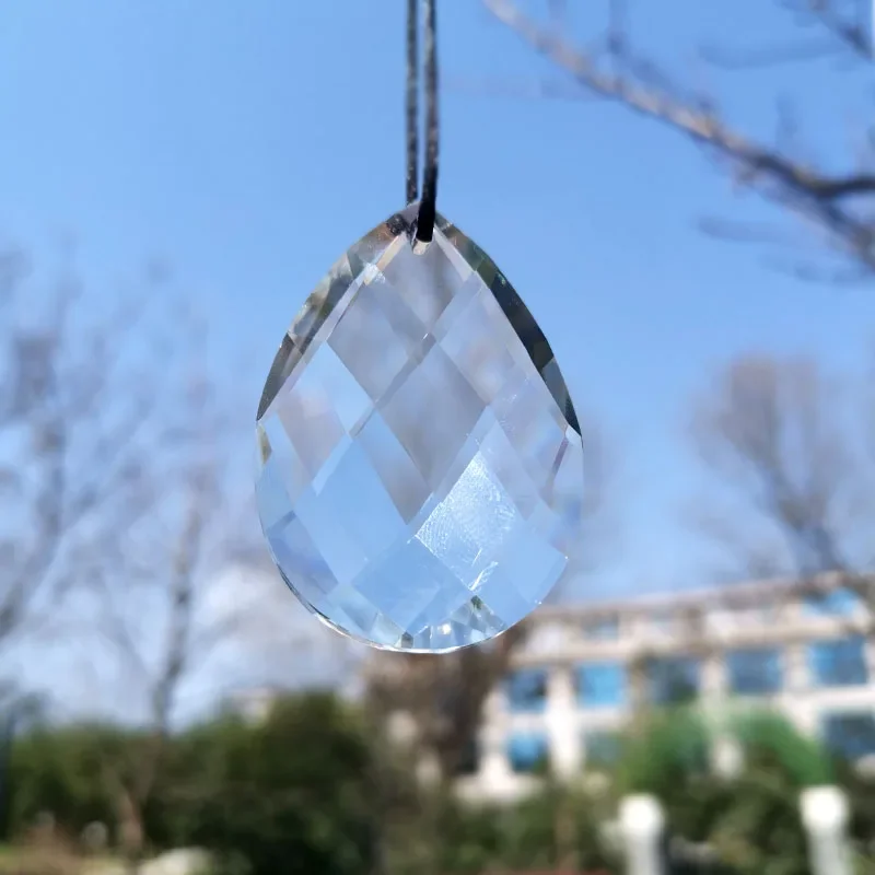 Crystal Suncatcher Faceted Grid Prisms Hanging Pendant Chandelier Part Crystals Prism Light Sun Catcher Home Christmas Decor