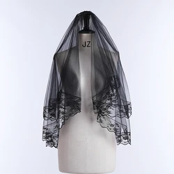 Hot Sale Short Black Wedding Veil Lace Bridal Veils With Comb Bridal Vintage Bride Veils Photography Bachelorette Party Costume