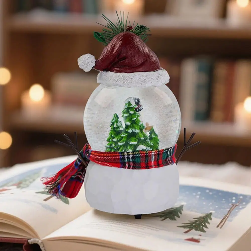 Faux Ball Decoration Christmas Faux Ball Ornament with Snowman Scarf Musical Snow Globe Decoration Holiday Desktop Party Home