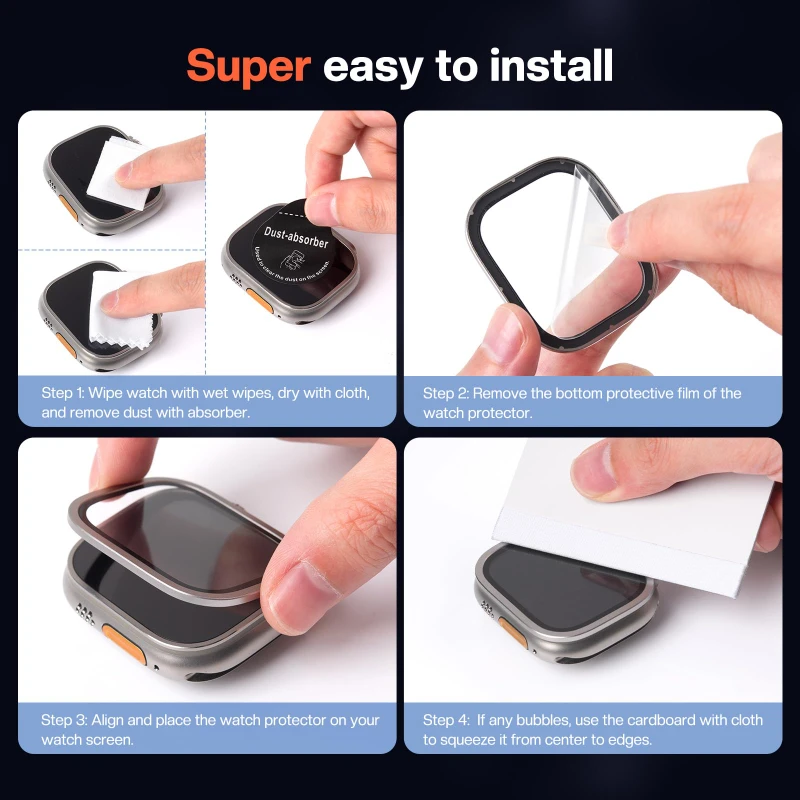 2PCS HD Metal Tempered Glass For Apple Watch Ultra 2-3 49mm Screen Protector Anti-Scratch Bumper Full Film for IWatch Ultra 49mm image 3