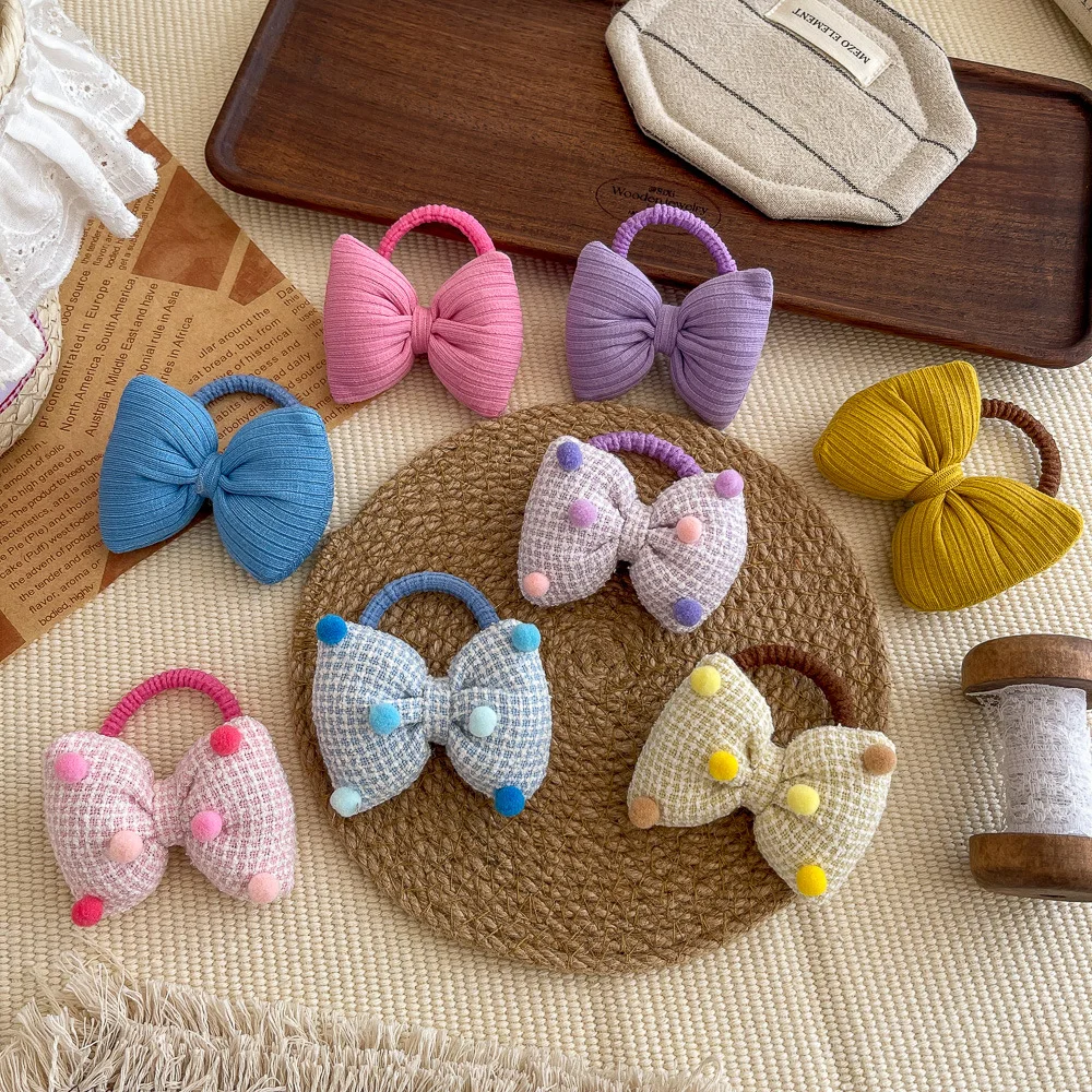 

2 шт./лот, веревка для волос с бантом, эластичная повязка для волос, держатель для хвоста для милых девочек, резинка, детские аксессуары для волос, детские головные уборы