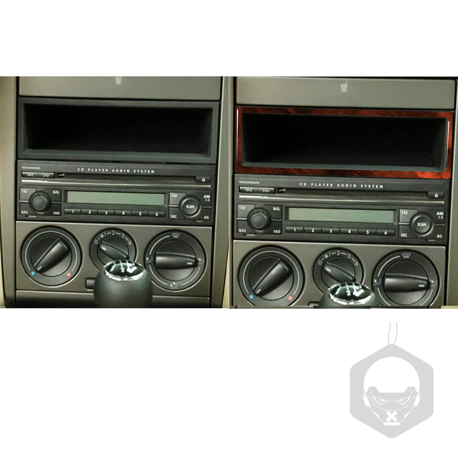 For VW Golf 4 Mk4 1999-2004 Accessories Wood Grain Plastic Car Interior Radio Frame Cover Trim Sticker