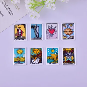 ミックスタロットカード,手工芸品用のアクリルペンダント,DIY,34x25mm,10個,ピース/パック個