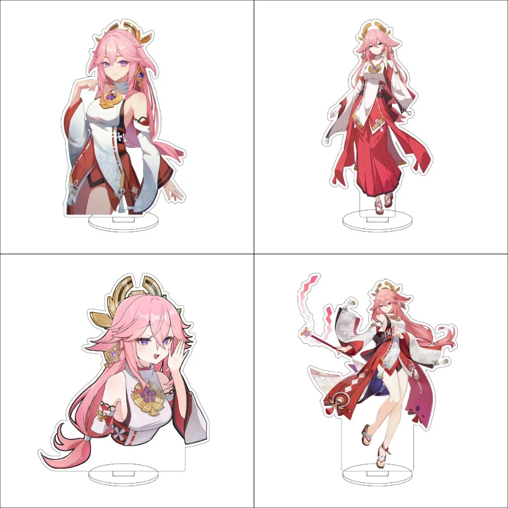 Yuan Shen Game Impacting High Beauty Acrylic Stand Yae Miko Action Figure Model Plaque Desktop Holder Fans Gift Display Ornament