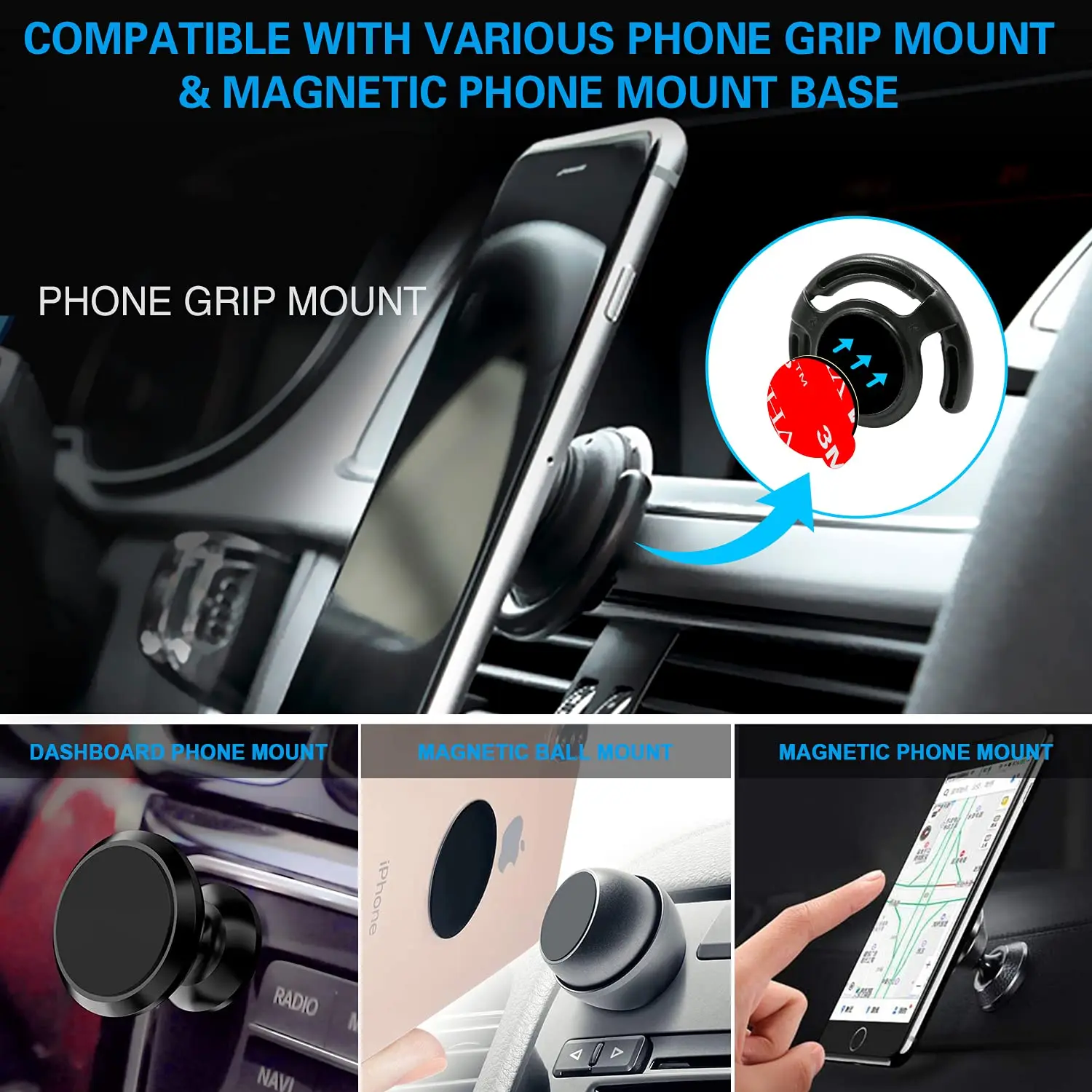 VHB Sticky Pads for Socket Mount | Magnetic Phone Holder Adhesive | Double Sided Tape for Grip & Stand