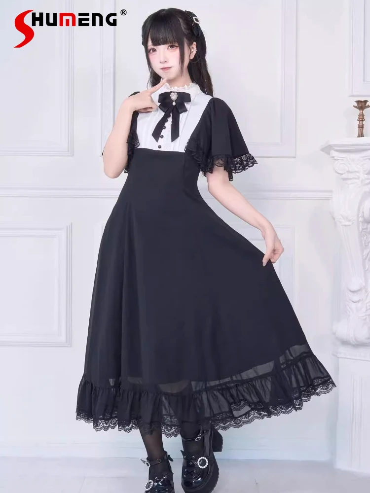 

Subculture Lolita Style Long Dress Japanese Mine Mass-Production Sweet Bow Lace Princess Dress Sweet Girls Women's Y2k Dresses