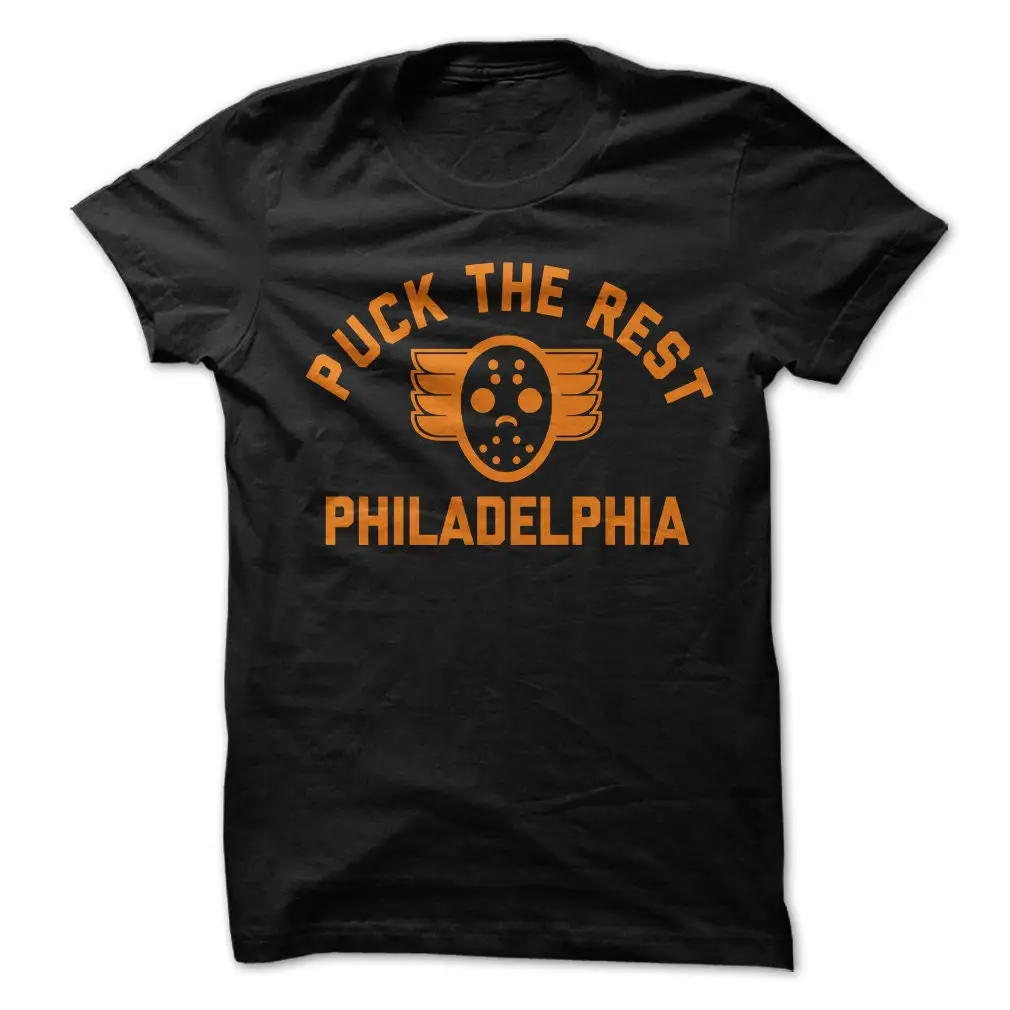 

Черная футболка Puck the Rest Philadelphia с оранжевым принтом