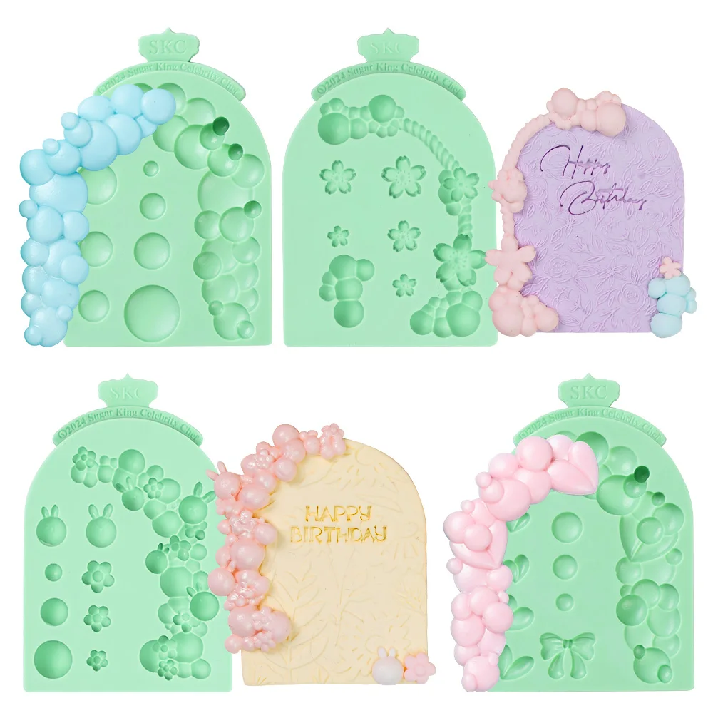 4 Pattern Arch Shape Silicone Fondant Mold Rabbit,Round,Heart,Flower Shape Mold Easy Release Cute Sugarcraft