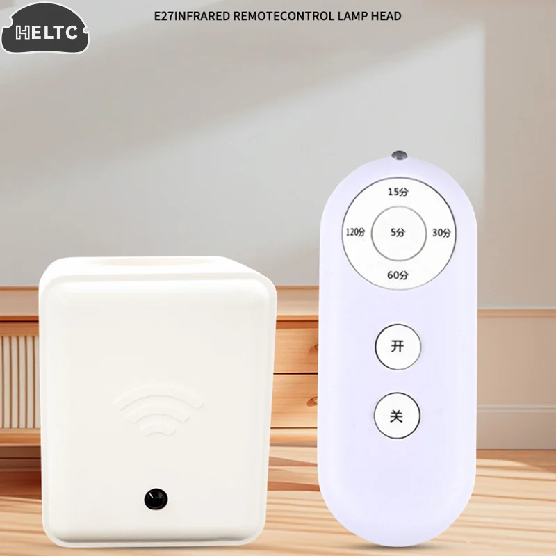 1Pc White US EU UK E27 Remote Control Lamp Head Socket Lamp Base Wireless Smart Remote Control Lamp HolderCap Intelligent Switch