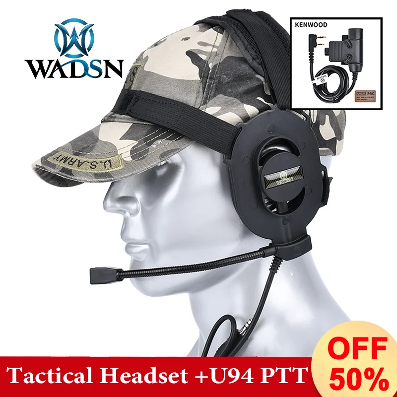 WADSN Tactic Bowman Unilateral Communication Earphones For Outdoor Hunting With Earplugs Headphone Headworn Intercom Earphone ﻿