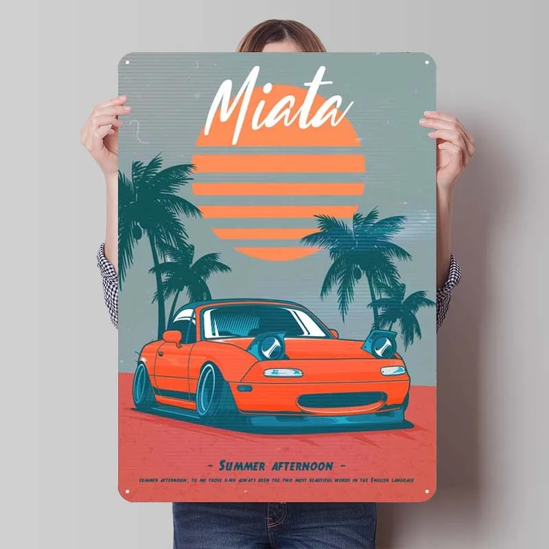 Miata Mx5 Jdm Aesthetic Tinplate Sign Cars Poster House Decor Metal Sign for Garage Wall Art Decoration Vintage Metal Plate Home