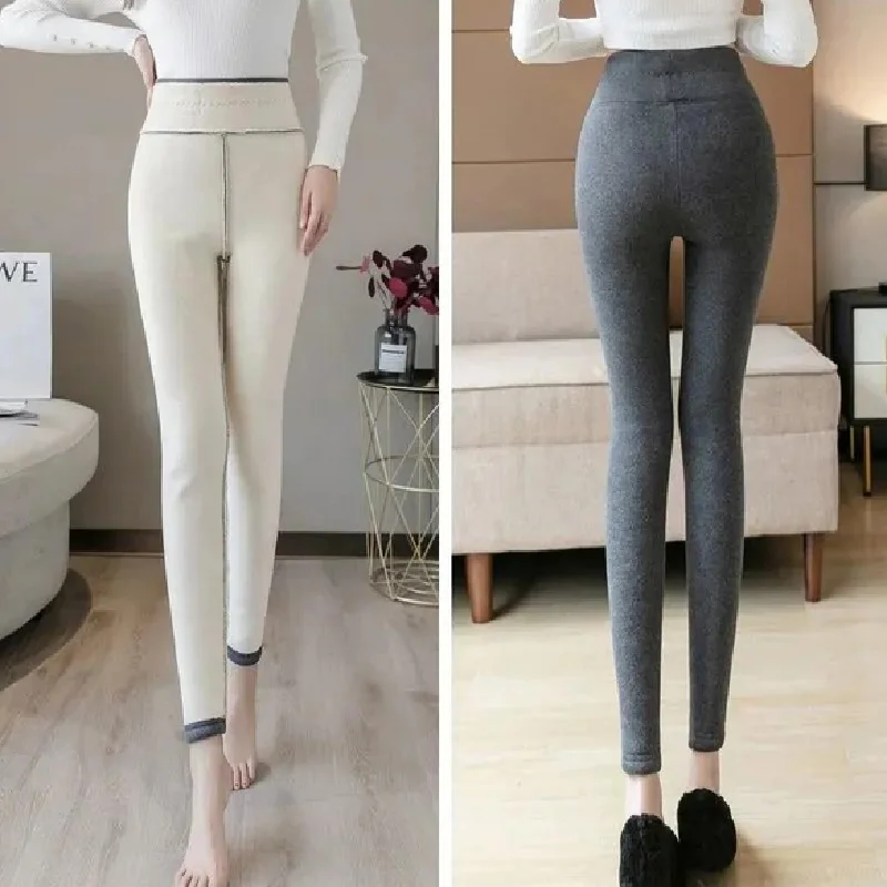 2023 Winter Dikke Lamswol Leggings Vrouwen Warme Fleece Gevoerde Thermische Enkellange Broek Sexy Hight Taille Skinny Fitness Leggins