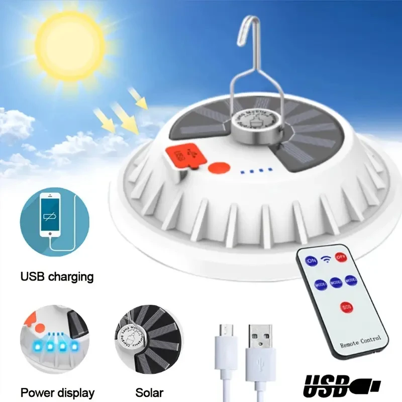 2024 120LED potente linterna de Camping lámpara de tienda portátil luz Solar de Camping 8000mAh luz de emergencia fuerte lámpara Led recargable