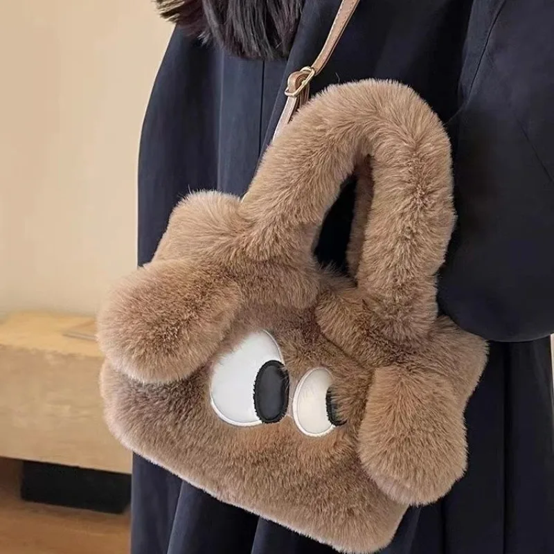 

Kawaii Big Eye Plush Handbag Crossbody Bag Women's Faux Fur Shoulder Bags Tote Bag & Purse for Women Designer Bags Hand Bag