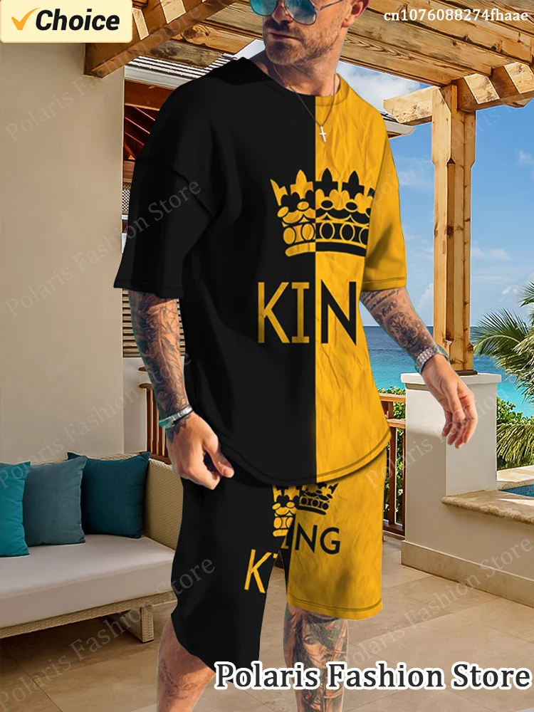 2 toni tuta da uomo Set T-Shirt manica corta pantaloncini da spiaggia 2 pezzi tuta oversize Rock Sportwear abiti abbigliamento maschile HIip Hop