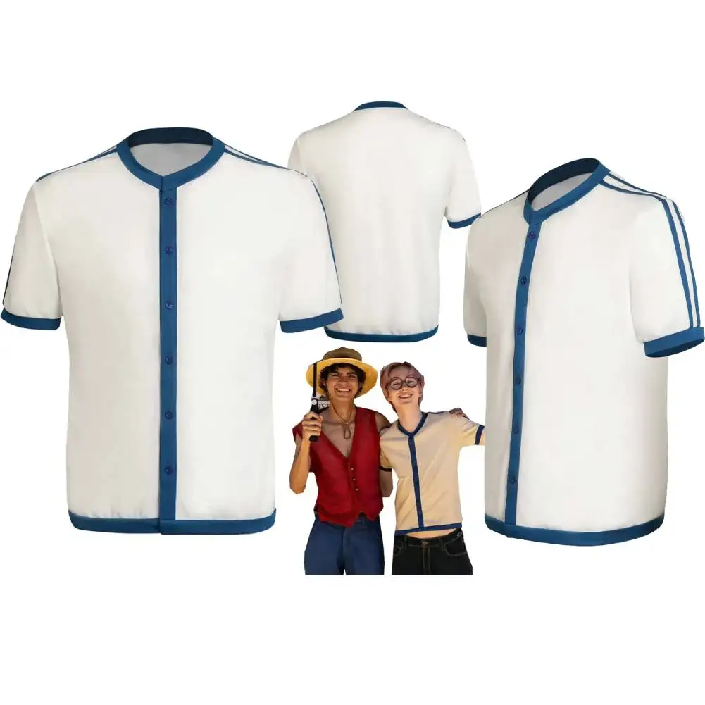 

Piece Coby Cosplay Fantasy Short Sleeve T-Shirt Live Action TV Costume Disguise Adult Men White Tops Haloween Clothes