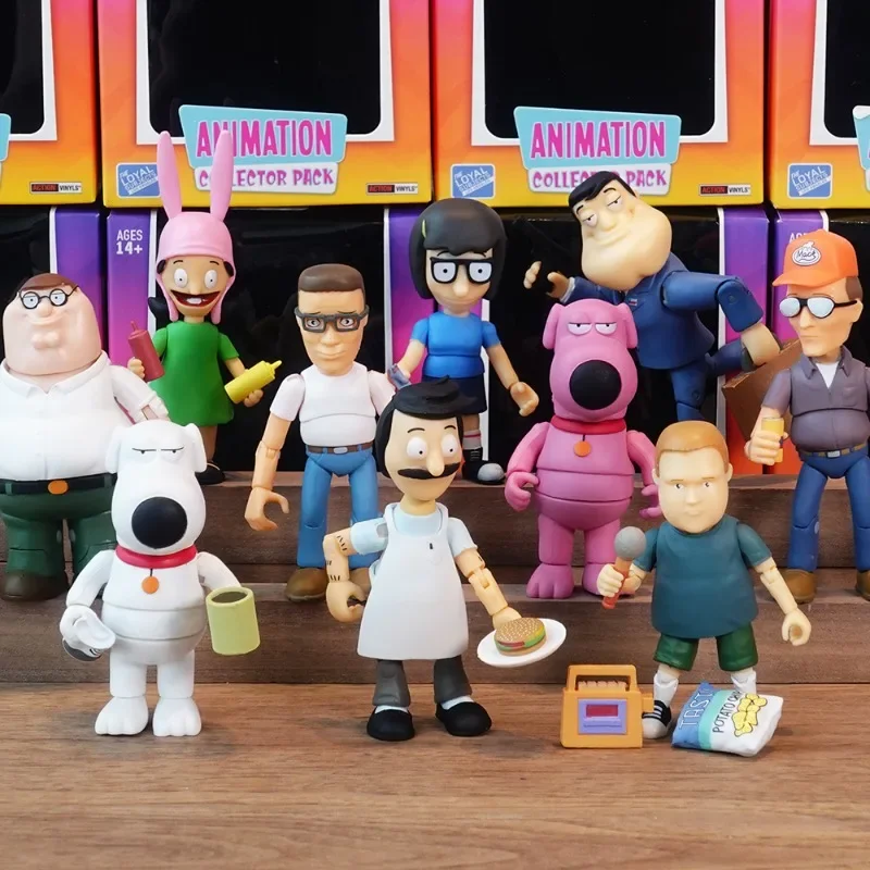 Anination Collector Pack Family Happy Burger Peter Griffin Stewie Griffin Lois Griffin Action Figure Collectible Toy