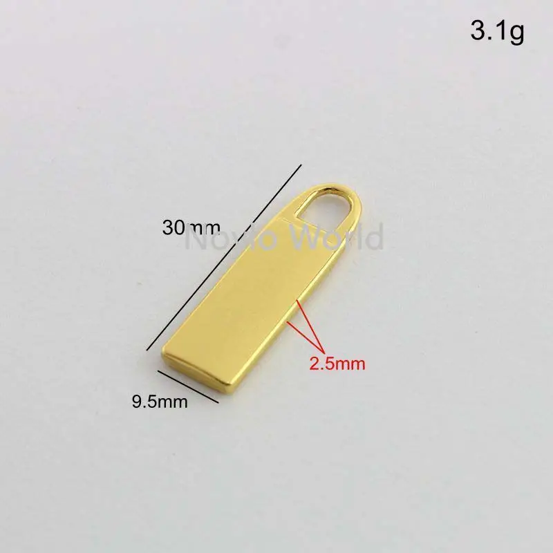 20-100pcs 4 colors 30x9.5mm 5# metal zipper slider head puller flat smooth pull tab zipper repair kits diy accessories