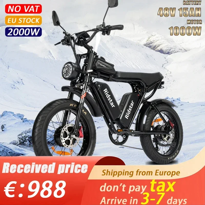 Electric Bicycle 2000W Powerful Dual Motor 52V 40Ah Dual Battery Q20 Pro Ebike Motorcycle Mountain 20x4.0 Fat Tire Electric Bike