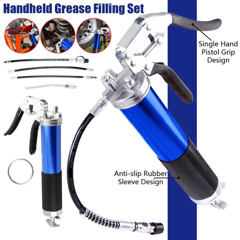 Greasing Injection Pistol 400CC Grip Grease Gun Set Aluminum Alloy Handheld Grease Filling 6000-7000PSI With Flexible Hose 2024