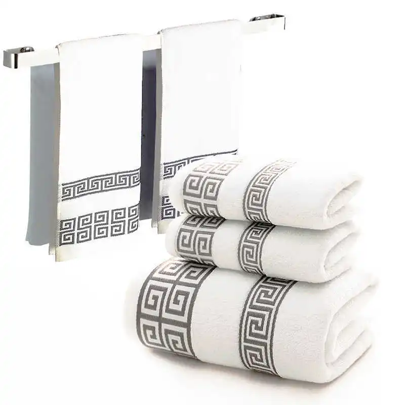 Cotton Towel Set For Bathroom 1 Terry Bath Towel For Adults 2 Hand Face Towels Washcloth For Travel Sport Spa Gym Swim Running