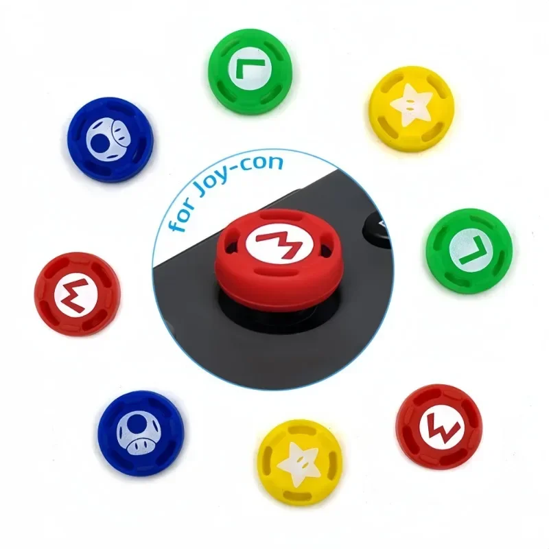 4pcs Super Mario Thumbstick Cap Silicone Case Anime Thumb Stick Grip for Switch OLED NS Lite Nintendo Accessories Joystick Cover