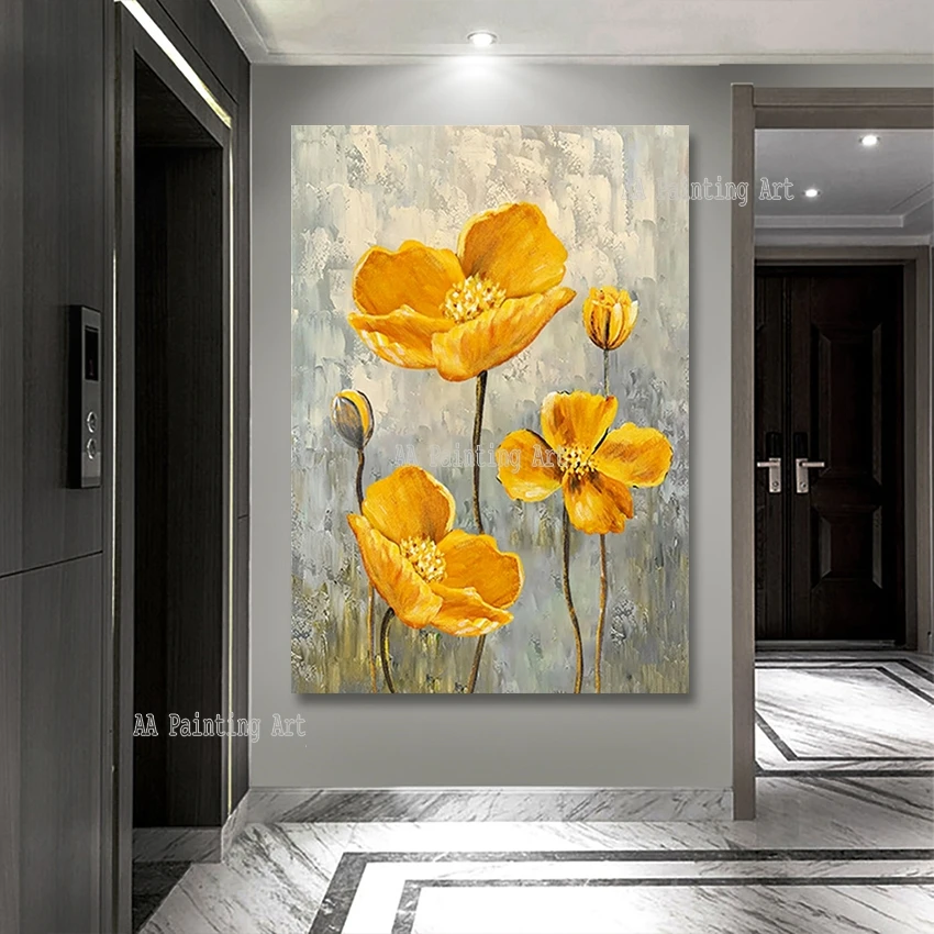 

Handmade Abstract Beautiful Flowers Oil Painting, Unframed Acrylic Wall Decor, Canvas Picture Artwork, Home Decor Modern Art