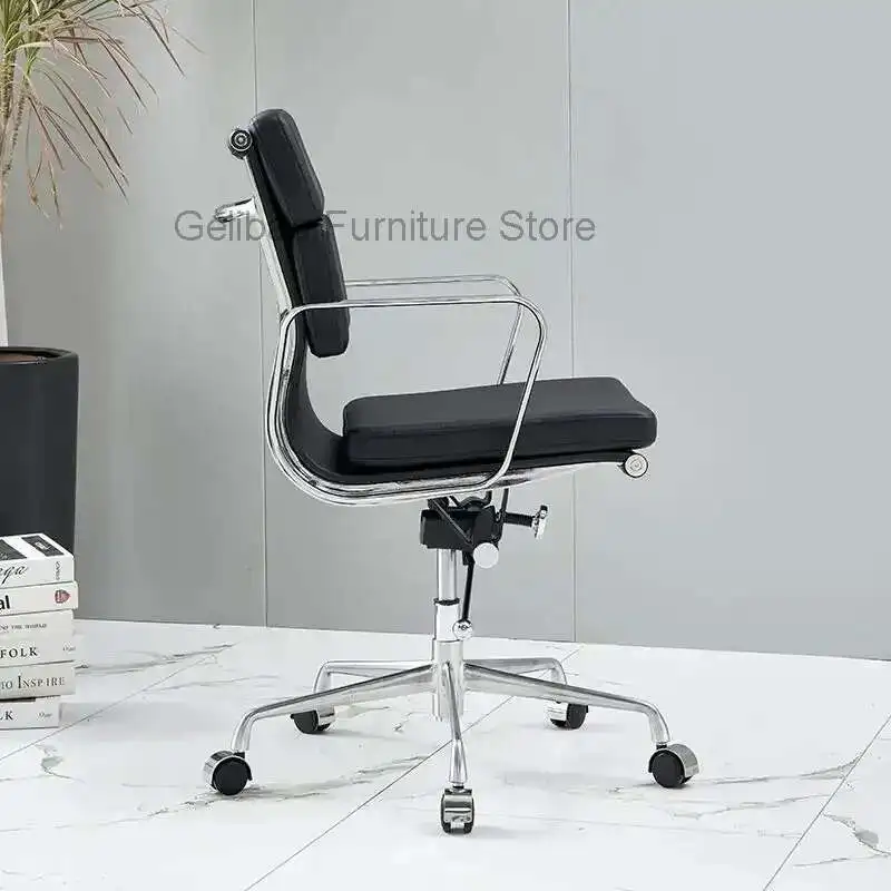 

Office Guest Chair Upholstered Leather Comfortable Reception Chairs with Wheels Adjustable Swivel Rolling Office Chairs