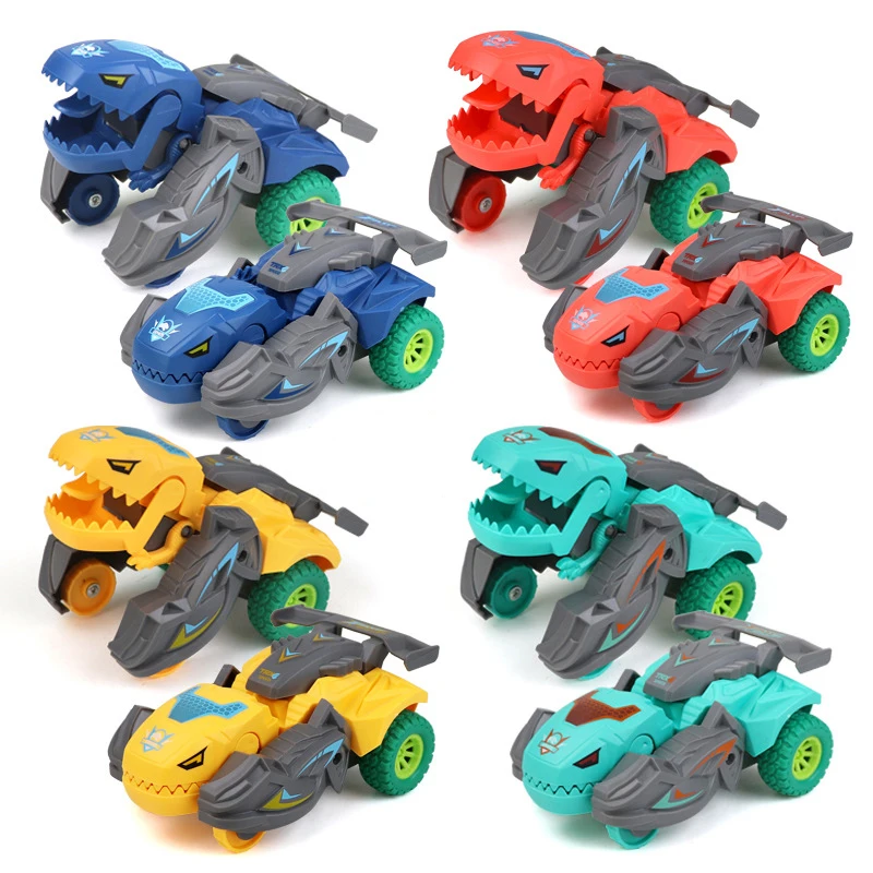 Fun Crash Transformation Dinosaur Toy Car Children's Inertia Car Drop Resistant Can Rotate Racing Car Boys Toys Birthday Gifts