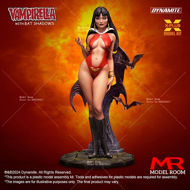 X-PLUS 1/8 Scale Vampirella with Bat Base Plastic Model Kit 23cm Assembled Female Soldier Figurine for Collection