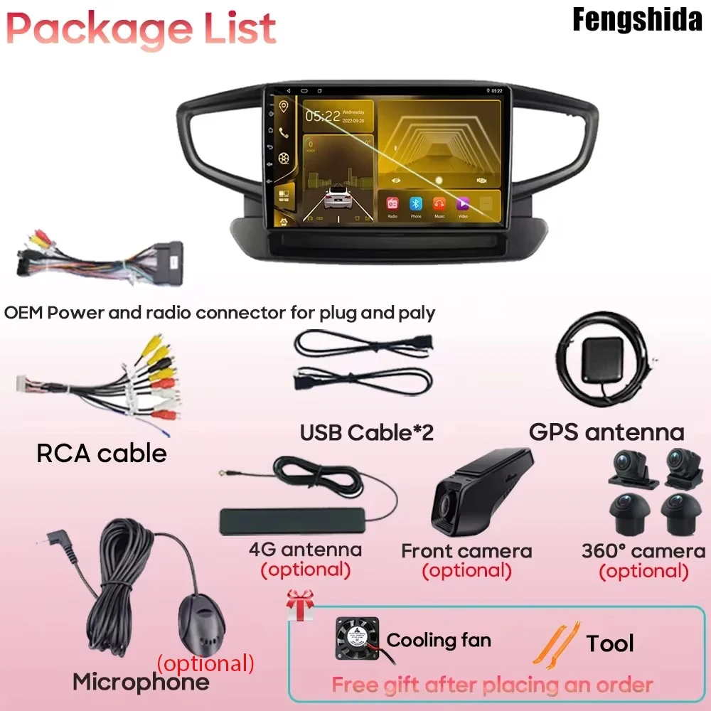 Car Radio Carplay For Hyundai IONIQ 2016 2017 2018 2019 2020  Navigation GPS Android Auto Multimedia Player Stereo Screen