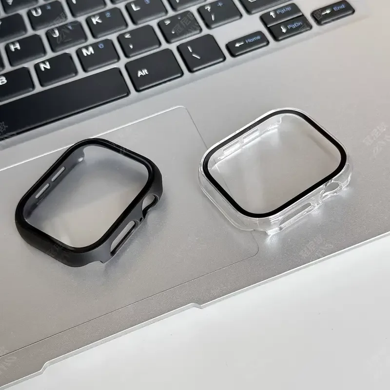 حافظة كمبيوتر لساعة أبل 11 42 مللي متر 46 مللي متر 2025 واقي شاشة صلب غير لامع من الزجاج المقسى + غطاء سلسلة iWatch 10 ملحقات