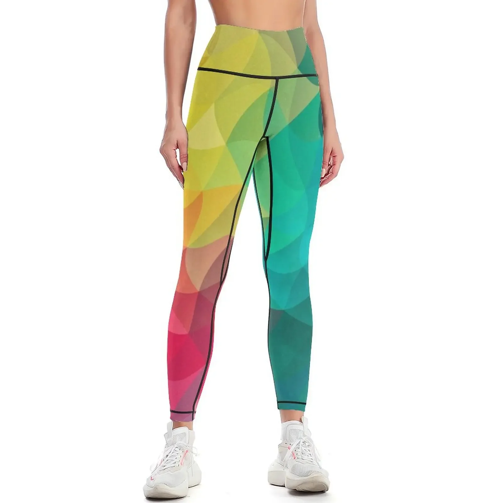 

Abstract Color Wave Flash Leggings trousers sportswear gym active wear gym's clothing Womens Leggings