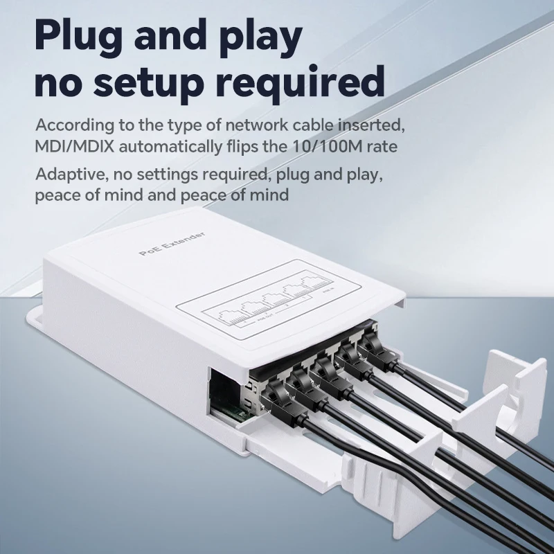 Waterproof POE Extender 1to4 Port Repeater 100Mbps Outdoor Network IP55 VLAN 44-57V for POE Camera Wierless AP