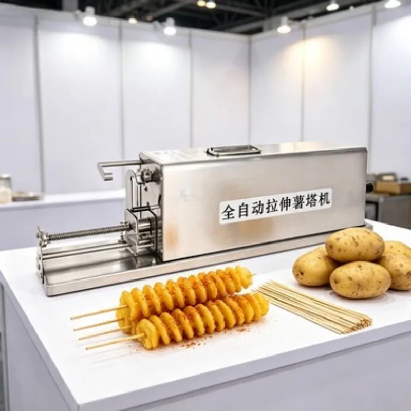 Automatic Spiral Potato Cutter Commercial Stretch Machine for Street Food Stall Making Business