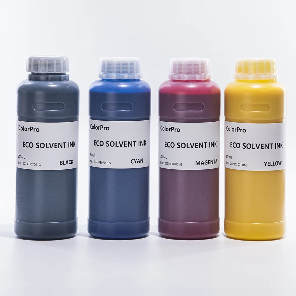 

Набор CMYK с экосольвентными чернилами на 500 мл для печатающих головок XP600 / DX5 / i3200 | Высококачественные чернила для струйного принтера Eco Solvent