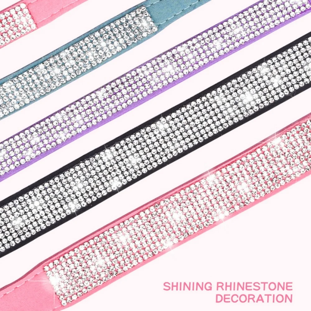 Glitzerndes Strass-Hundehalsband aus weichem Wildleder-Mikrofaser, langlebig und bequem für kleine und mittelgroße Hunde, Katzen, Welpen und Kätzchen – Detail 4