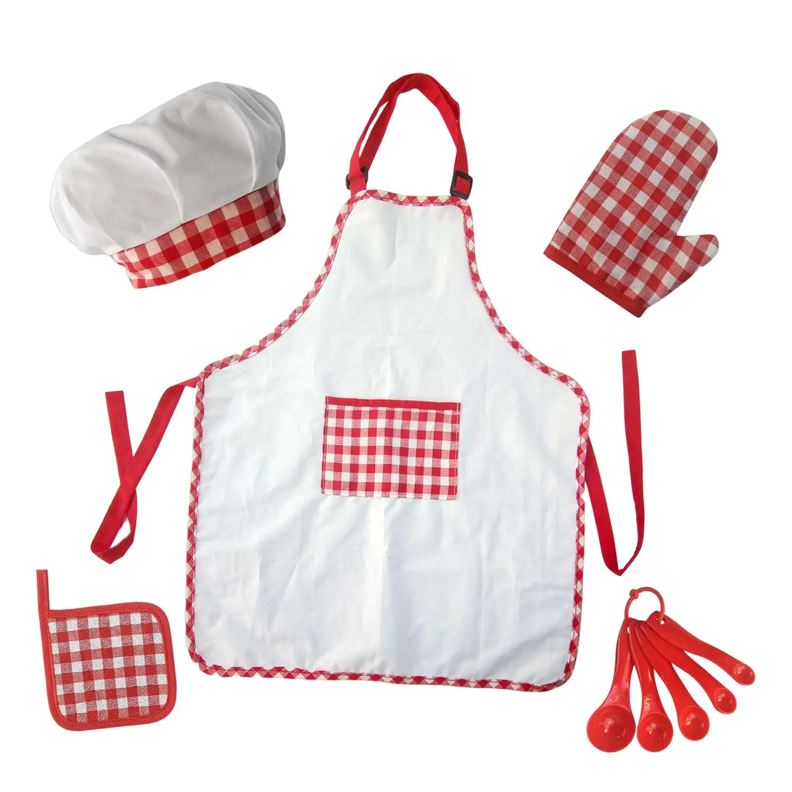 5Pcs Child Cooking And Baking Set Dress Up Clothes Chef Apron Hat for Toddler