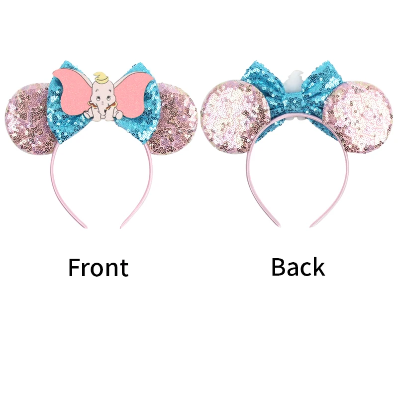 Disney Dumbo Mickey Mouse Ears Headbands Women Sequins Bow Hair Accessories Elephant Headband for Girls Kids Party Headwear Gift view 4