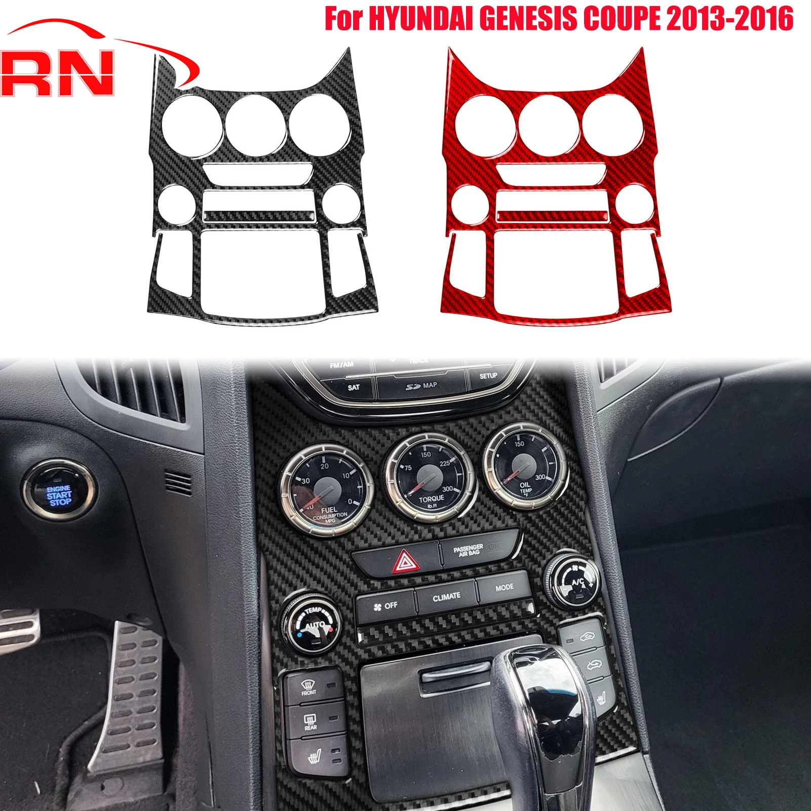 

For Hyundai Genesis Coupe 2013-2016 Modified Carbon Fiber Car Center Console Interior Accessories Decorative stickers