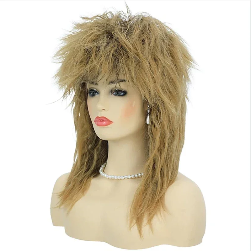 Tina Diva Cosplay Perruque pour Femme, Costume des Années 80, Gros Cheveux Blonds, Rocker, Mulet, Glam Punk Rock, Rockstar