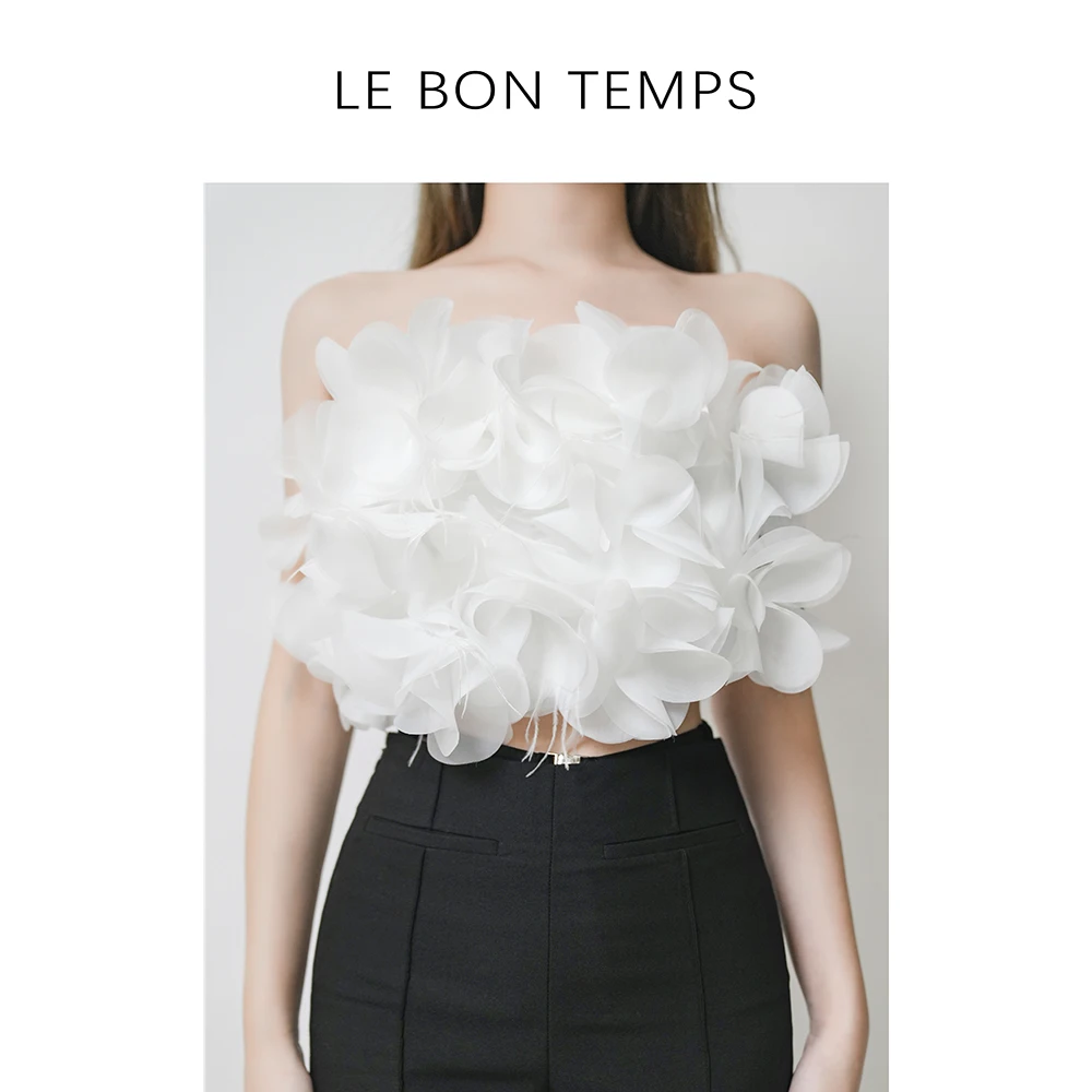 

Le Bon Temps Spring Initial Feather Tube Top ort Sle C80083 Women's Faion Original Design Embroidered Slim Fit