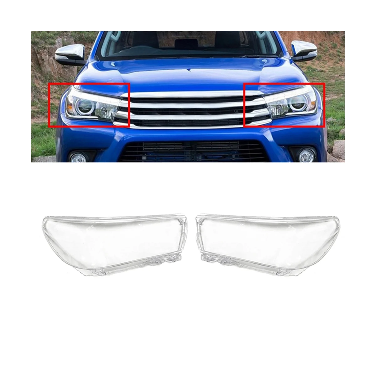 Right Side Car Headlight Cover Transparent Lampshade Shell for Toyota Hilux 2015-2019 Lens Lamp Shell Lights Housing