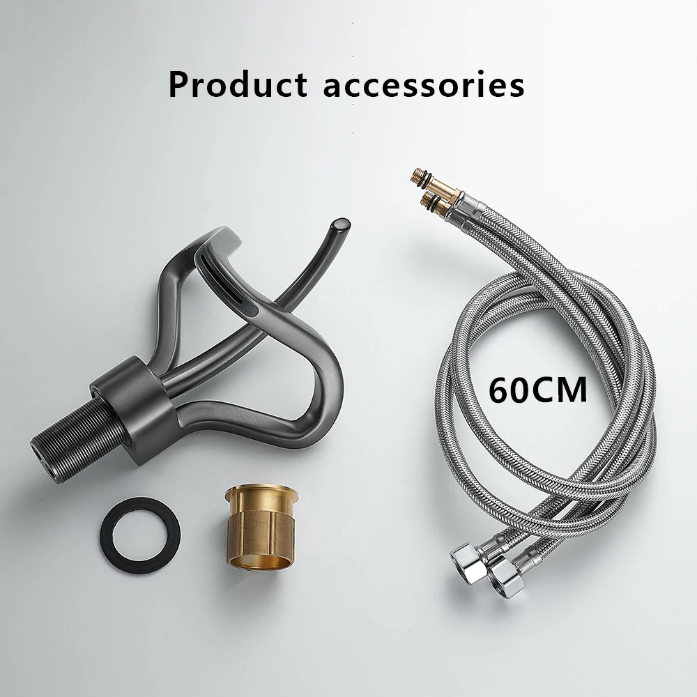 Black Gold Basin Faucet Bathroom Washbasin Water Mixer Tap Waterfall Basin Sink Faucets Deck Mounted Hot and Cold Wash Water Tap